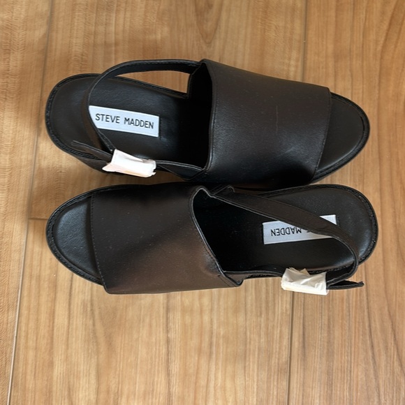 NWOT Steve Madden Sunnyside Block Heels Black Chunky Heel Mules Size 9.5 90s Y2K - Picture 3 of 11